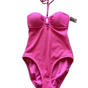 Bleu by Rod Beattie “Smock It to Ya” Hot Pink Smocked One-Piece NEW